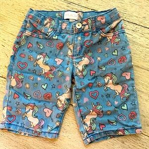 Girls unicorn denim shorts size 6